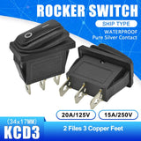 Waterproof KCD3 Rocker Switch Power Switch 2 position 3 Pins Electrical Equipment With Light Switch 15A 250VAC/20A 125VAC