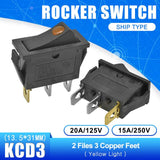 5PCS KCD3 Rocker Switch 15A/16A/20A 125V/250V ON OFF ON OFF ON 2 Position 3 Position 2Pin 3Pin Electrical Equipment Power Switch