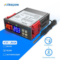 STC 3018 12V 24V 220V LED Dual Digital Temperature Controller C/F Thermostat 10A Relay Thermoregulator Heating Cooling Switch