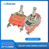 E TEN1021 2 Pin 2 Terminal ON OFF 250V 15A AC Mini Auto Toggle Switch 2 Position Copper Contact Switches Orange
