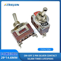 High Precision E TEN(C)1021 Toggle Switch Red 2 Pin ON OFF Switch Silver Contactor 50000 Times Lifespan 250V 20A 29*14.6MM