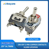 E TEN(C) 1021 Mini Auto Toggle Switch Black 2Pin On Off Switch Copper Contactor 10000 Times Lifespan 250V 16A 29*14.7MM