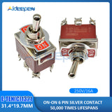 High Precision E TEN(C)1321 Toggle Switch Red 6 Pin ON ON Switch ON OFF Silver Contactor 50000 Times Lifespan 250V 16A 12mm Cap