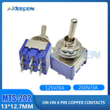 5pcs/10pcs MTS 202 Switch 6A 125V AC 6 Pin ON ON Mini Toggle Switches For Switching Lights Motors MTS 202