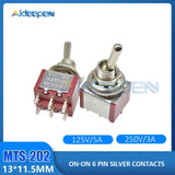 5pcs/10pcs MTS 202 Switch 6A 125V AC 6 Pin ON ON Mini Toggle Switches For Switching Lights Motors MTS 202