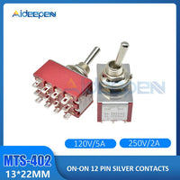 Durable Mini MTS 402 Toggle Switches AC 250V 2A 120V 5A 12 Pins 2 Position ON/ON ON OFF Switch Electrical Supplies Red