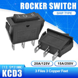 5PCS KCD3 Rocker Switch 15A/16A/20A 125V/250V ON OFF ON OFF ON 2 Position 3 Position 2Pin 3Pin Electrical Equipment Power Switch