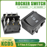 KCD5 Latching Rocker Switch 4 Pin 6 Pin ON OFF ON OFF ON 6A 250V Boat Power Switch Push Button with Light 21*24MM