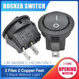 KCD1 15MM Small Round 2 Pin 3 Pin 2 Files 3A/250V 6A/125V AC Rocker Switch Seesaw Power Switch for Car Dash Dashboard Toys