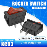 5PCS KCD3 Rocker Switch 15A/16A/20A 125V/250V ON OFF ON OFF ON 2 Position 3 Position 2Pin 3Pin Electrical Equipment Power Switch