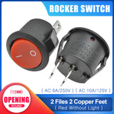 KCD1 15MM Small Round 2 Pin 3 Pin 2 Files 3A/250V 6A/125V AC Rocker Switch Seesaw Power Switch for Car Dash Dashboard Toys