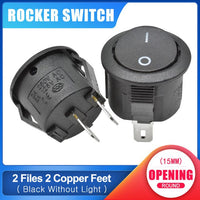 KCD1 15MM Small Round 2 Pin 3 Pin 2 Files 3A/250V 6A/125V AC Rocker Switch Seesaw Power Switch for Car Dash Dashboard Toys