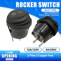 KCD1 Waterproof Rocker Switch Opening 20MM ON OFF 2PIN 3PIN Button Boat shaped Round Water proof Switches with Light