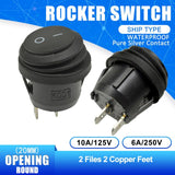 KCD1 Waterproof Rocker Switch Opening 20MM ON OFF 2PIN 3PIN Button Boat shaped Round Water proof Switches with Light