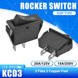 5PCS KCD3 Rocker Switch 15A/16A/20A 125V/250V ON OFF ON OFF ON 2 Position 3 Position 2Pin 3Pin Electrical Equipment Power Switch