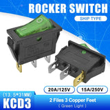 5PCS KCD3 Rocker Switch 15A/16A/20A 125V/250V ON OFF ON OFF ON 2 Position 3 Position 2Pin 3Pin Electrical Equipment Power Switch