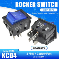 KCD4 High Current Rocker Switch Power Switch 2 position ON OFF 4 Pins 6 Pins Electrical Equipment With Light Switch 30A 250V on AliExpress