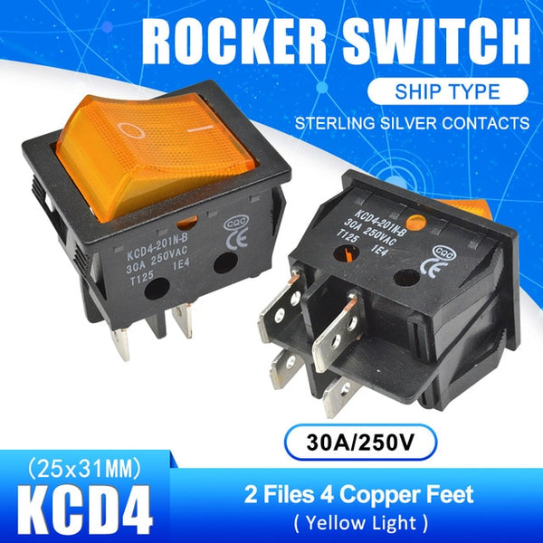 KCD4 High Current Rocker Switch Power Switch 2 position ON OFF 4 Pins 6 Pins Electrical Equipment With Light Switch 30A 250V on AliExpress