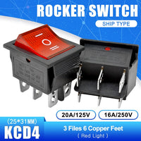 KCD4 Rocker Switch Power Switch 2 position/3 position 4 Pins 6 Pins Electrical Equipment With Light Switch 16A 250VAC/20A 125VAC