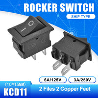5PCS KCD11 2pin 3Pin ON OFF 3A 250V 10*15MM Small Boat Rocker Switch 10x15 Snap in Power Switch White Red and Black ON OFF ON