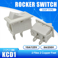 5PCS KCD1 Rocker Switch Boat Switch On Off On Off On Button 2 Pins 3 Pins 4 Pins 6 Pins Light Switch 6A 250V/10A 125V 15*21mm