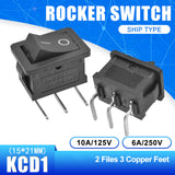 5PCS KCD1 Rocker Switch Boat Switch On Off On Off On Button 2 Pins 3 Pins 4 Pins 6 Pins Light Switch 6A 250V/10A 125V 15*21mm