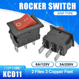 5PCS KCD11 2pin 3Pin ON OFF 3A 250V 10*15MM Small Boat Rocker Switch 10x15 Snap in Power Switch White Red and Black ON OFF ON