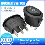 5PCS KCD7 Round Rocker Switch 2 Position/ 3 Position 2 Pins / 3 Pins Boat Power Switch 6A 250VAC/ 10A 125VAC ON OFF ON OFF ON