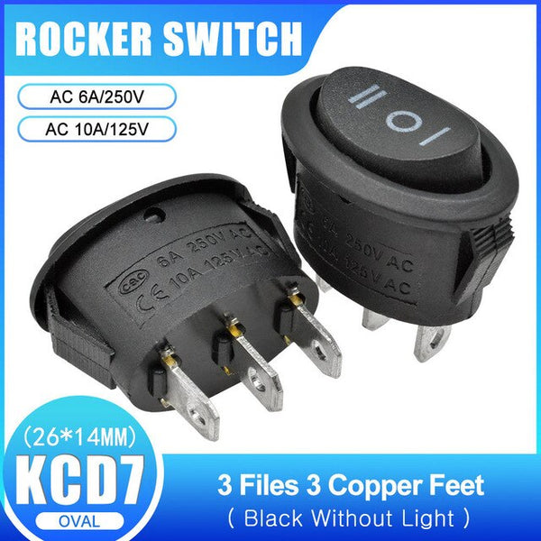 KCD7 AC 6A/250V 10A/125V Mini Round Boat Marine Switches Rocker Switch Black Red 2Pin 3Pin ON OFF ON OFF ON Rocker Switch