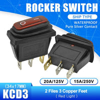 Waterproof KCD3 Rocker Switch Power Switch 2 position 3 Pins Electrical Equipment With Light Switch 15A 250VAC/20A 125VAC