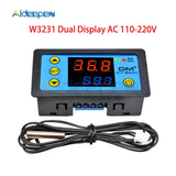 W3231 AC 110V 220V DC12V 24V Digital Thermostat Temperature Controller Regulator Meter Tester Single/Dual Display Replace W3230